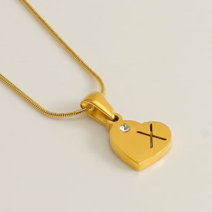 1 Piece Simple Series Simple Letter X Stainless Steel  Gold Color Rhinestone Unisex Pendant Necklaces 